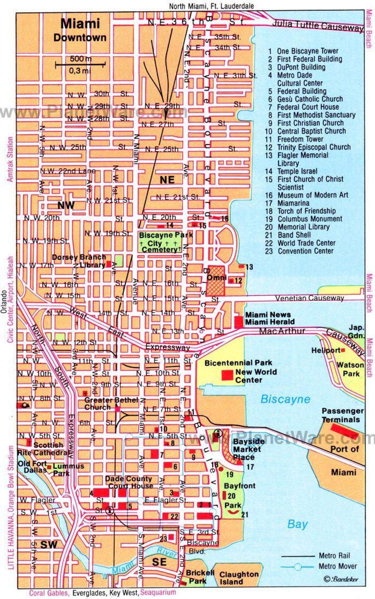 Карта пешеходных экскурсий по Майами