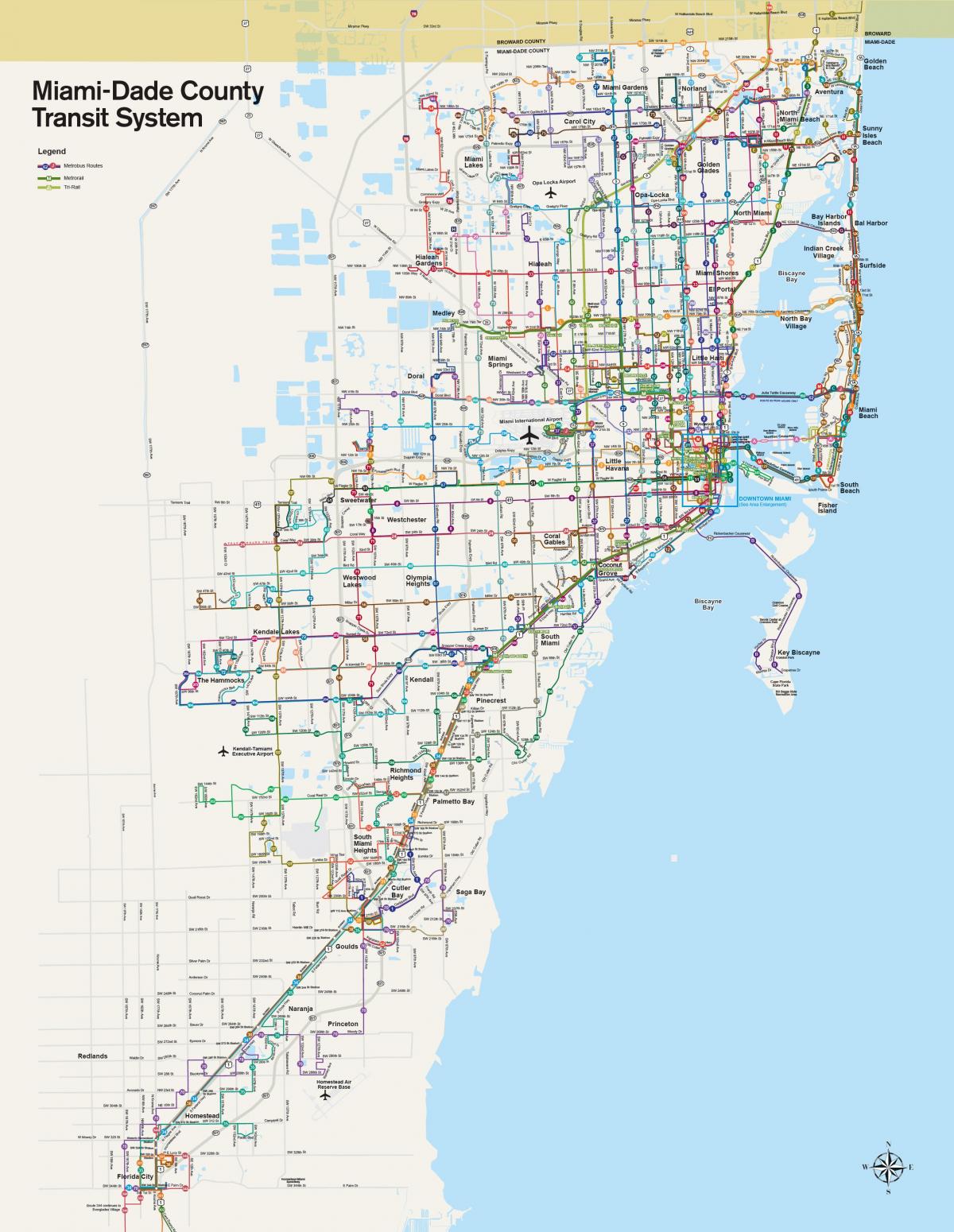 Карта железнодорожных вокзалов Майами